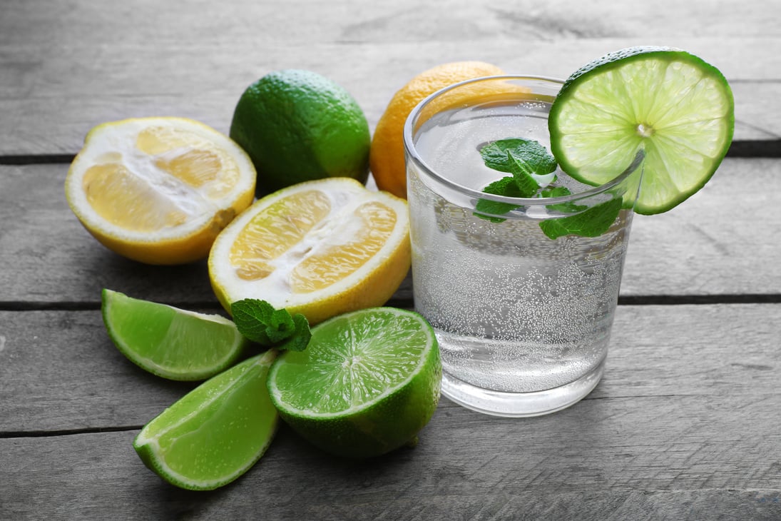 Glass of Soda with Mint, Lime, and Lemon