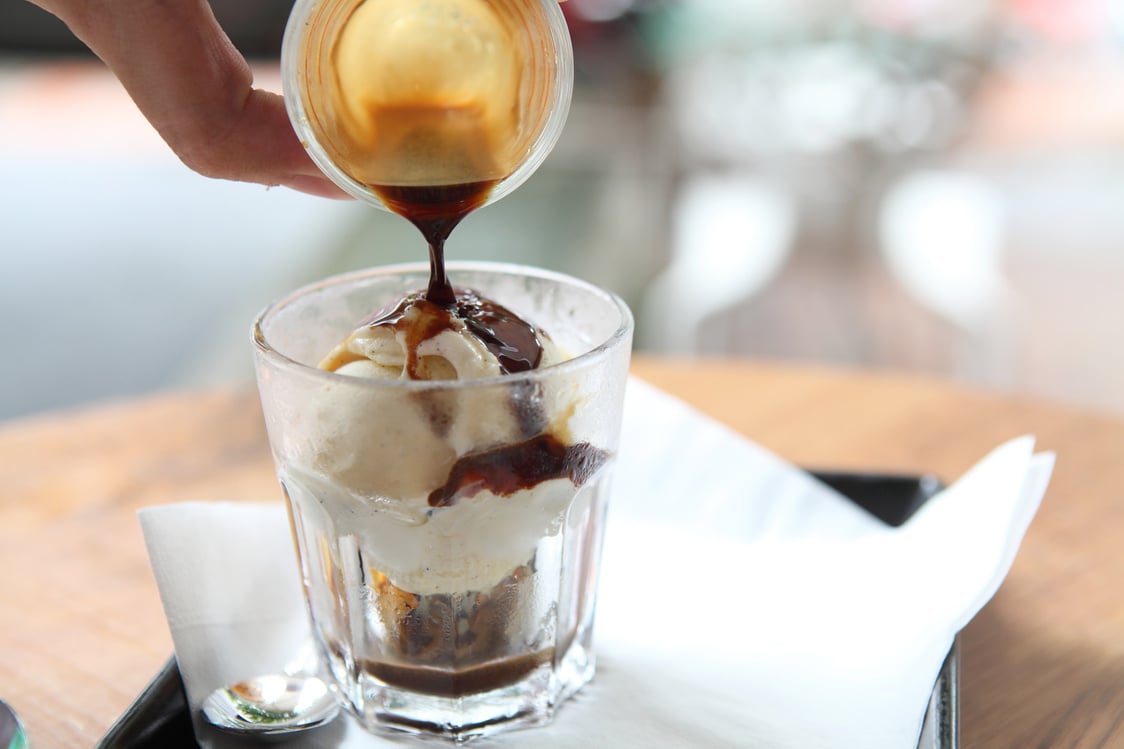 Affogato coffee with ice cream