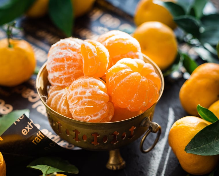 Peeled Mandarins in a Bowl